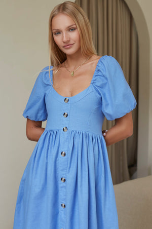 Adele Midi Dress - Caribbean Blue