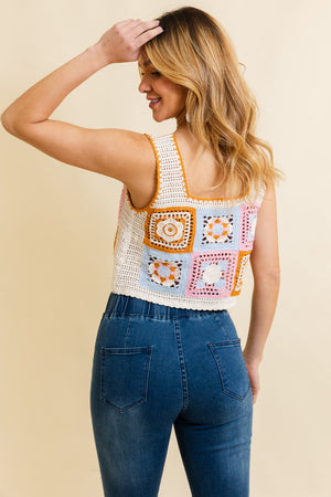 Vintage Bloom Crochet Crop Top