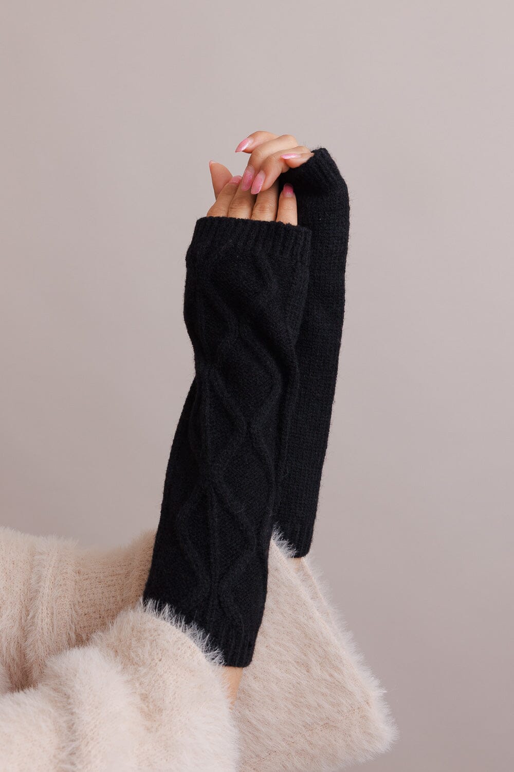 Aran Soft Knitted Arm Warmer Accessories Leto Collection Sage 