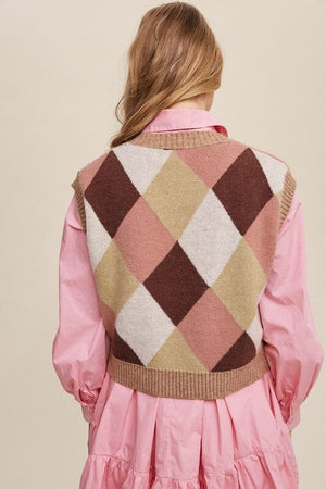 Argyle Cropped Sweater Vest Listicle 