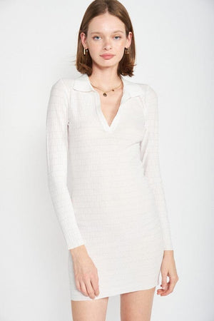BODYCON COLLARED MIN DRESS Emory Park OFF WHITE S 