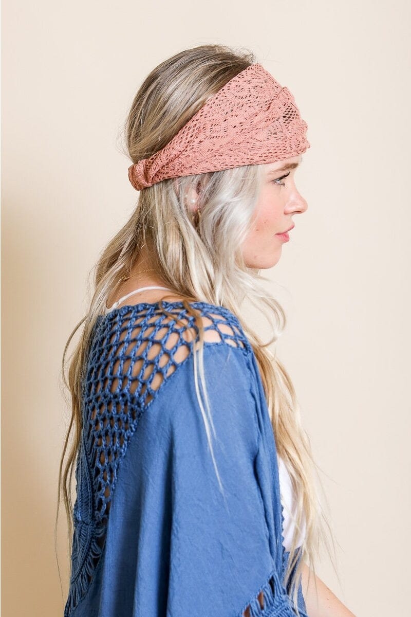 Bohemian Lace Headwrap Hats & Hair Leto Collection Mauve 