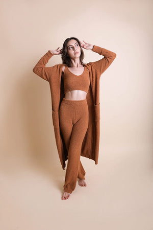 Boucle Longline Cardigan Ponchos Leto Collection XS/S Camel 