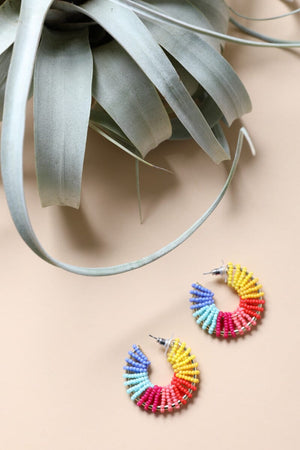 Colorful Beaded Hoop Earrings Accessories Leto Collection 