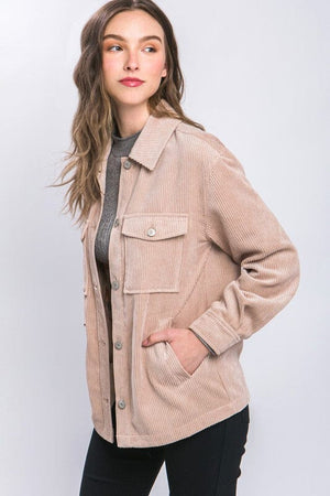 Corduroy Button Down Jacket With Pockets Love Tree 