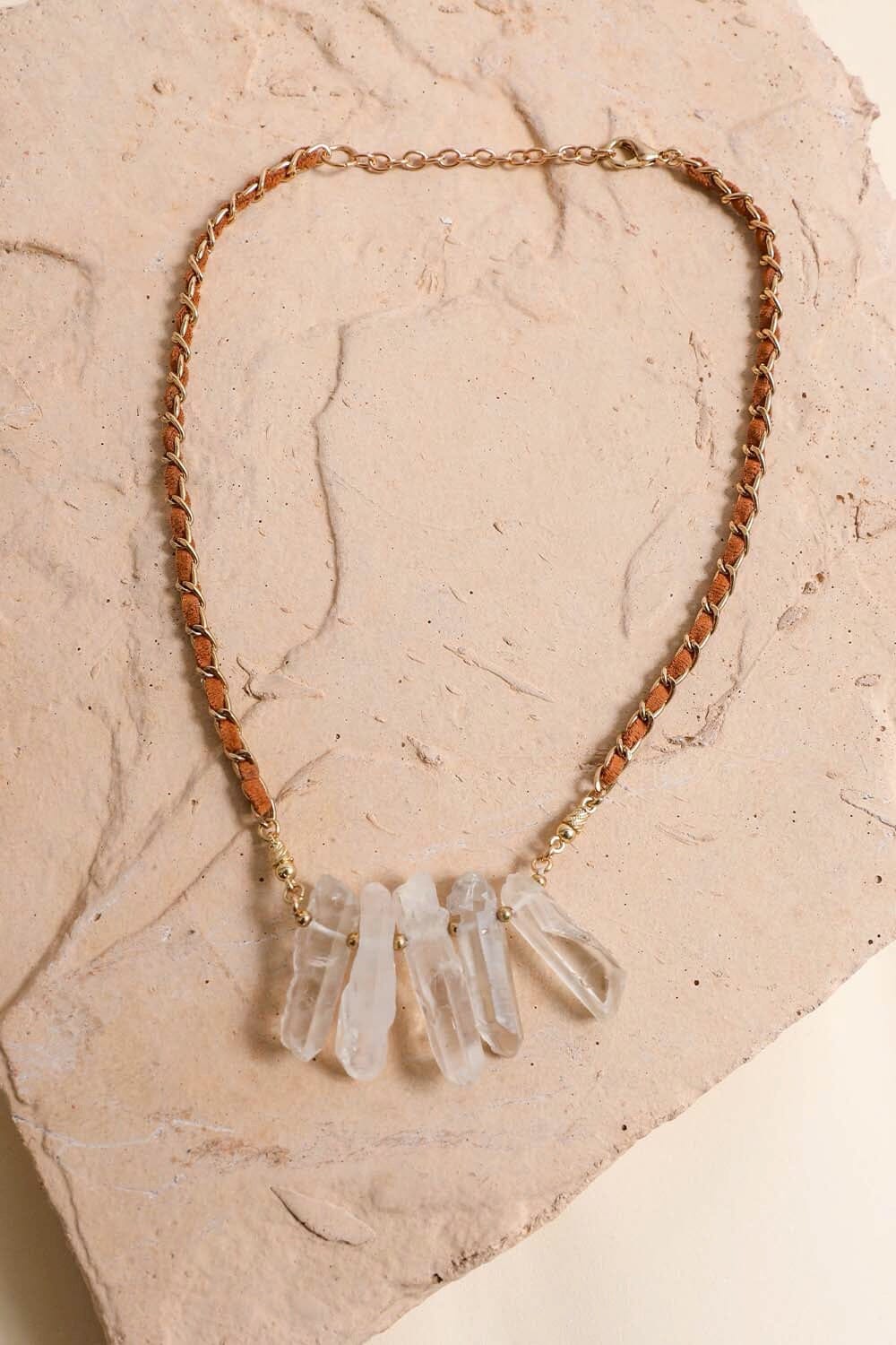 Crystal Drop Suede Necklace Jewelry Leto Collection 