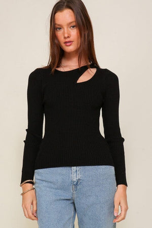 Cut Out Long Sleeve Sweater Top TIMING 