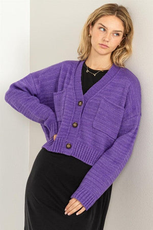 Cute Mood Crop Shoulder Cropped Cardigan Sweater HYFVE WISTERIA S 