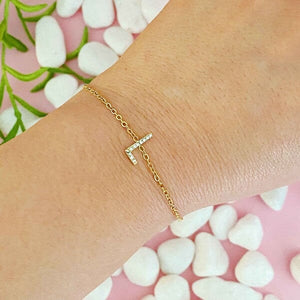 Dainty Sparkle Initial Bracelet Ellison and Young L OS 
