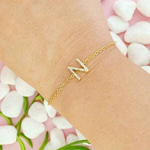 Dainty Sparkle Initial Bracelet Ellison and Young N OS 