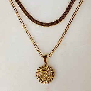Double Chain Initial Necklace Ellison and Young B OS 