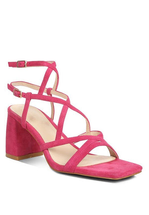 Fiorella Strappy Block Heel Sandals Rag Company Fushia 5 