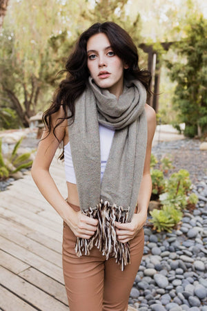 Frayed Bohemian Flow Scarf Scarves Leto Collection One Size Gray 