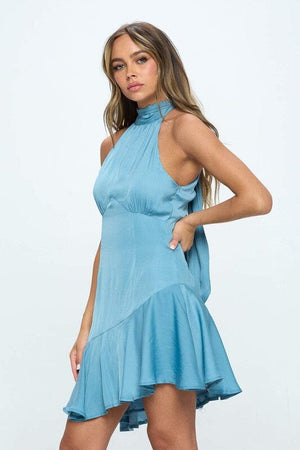 Halter Neck Satin Mini Dress One and Only Collective Inc 