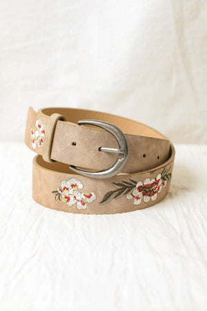 Hibiscus Embroidered Belt Hats & Hair Leto Collection Khaki 