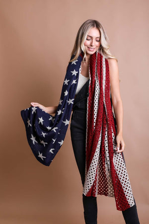 Knit American Flag Blanket Scarf Scarves Leto Collection 