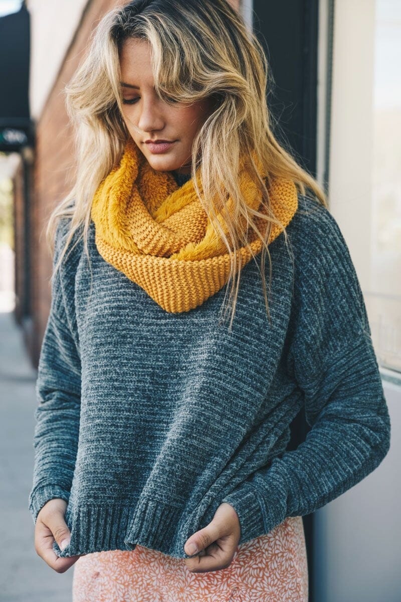 Knit Infinity Scarf Scarves Leto Collection Mustard 