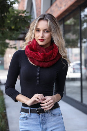 Knit Infinity Scarf Scarves Leto Collection Burgundy 