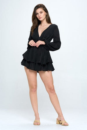 Long Sleeve Tiered Mini Romper One and Only Collective Inc 