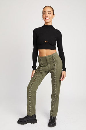 MOCK NECK CROP TOP WITH CUT OUT Emory Park 