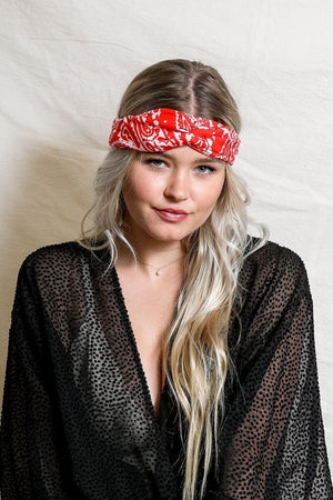 Paisley Boho Head Wrap Hats & Hair Leto Collection Red 