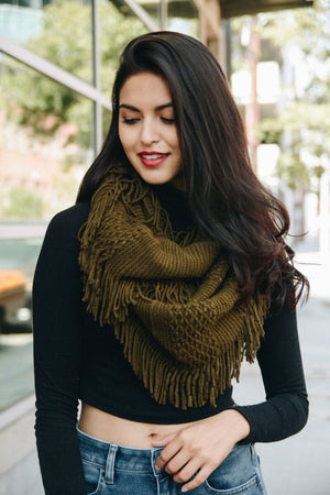 Pointelle Fringe Infinity Scarves Leto Collection 