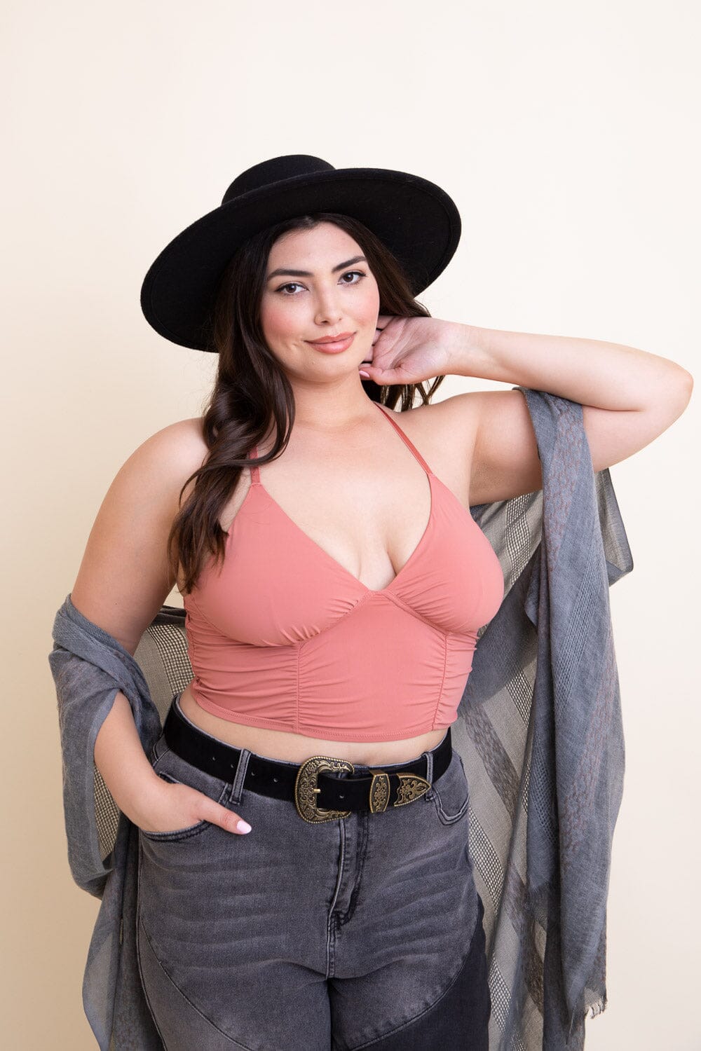 Ruched Bralette Plus Plus Size Leto Collection Roseclay 