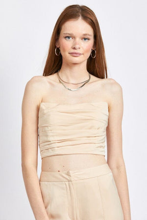RUCHED TUBE TOP Emory Park NUDE S 