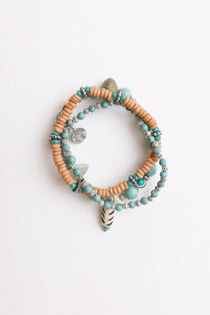 Turquoise Mixed Bead Stackable Bracelet Jewelry Leto Collection 