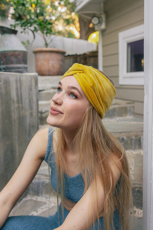 Twisted Velvet Headwrap Hats & Hair Leto Collection Mustard 