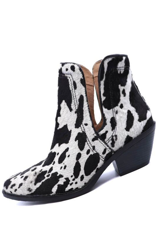 Western Cut Out Animal Hair Booties Miami Shoe Wholesale Black Cow Hair 6 