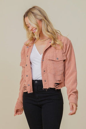Zoey Distressed Corduroy Jacket TIMING 