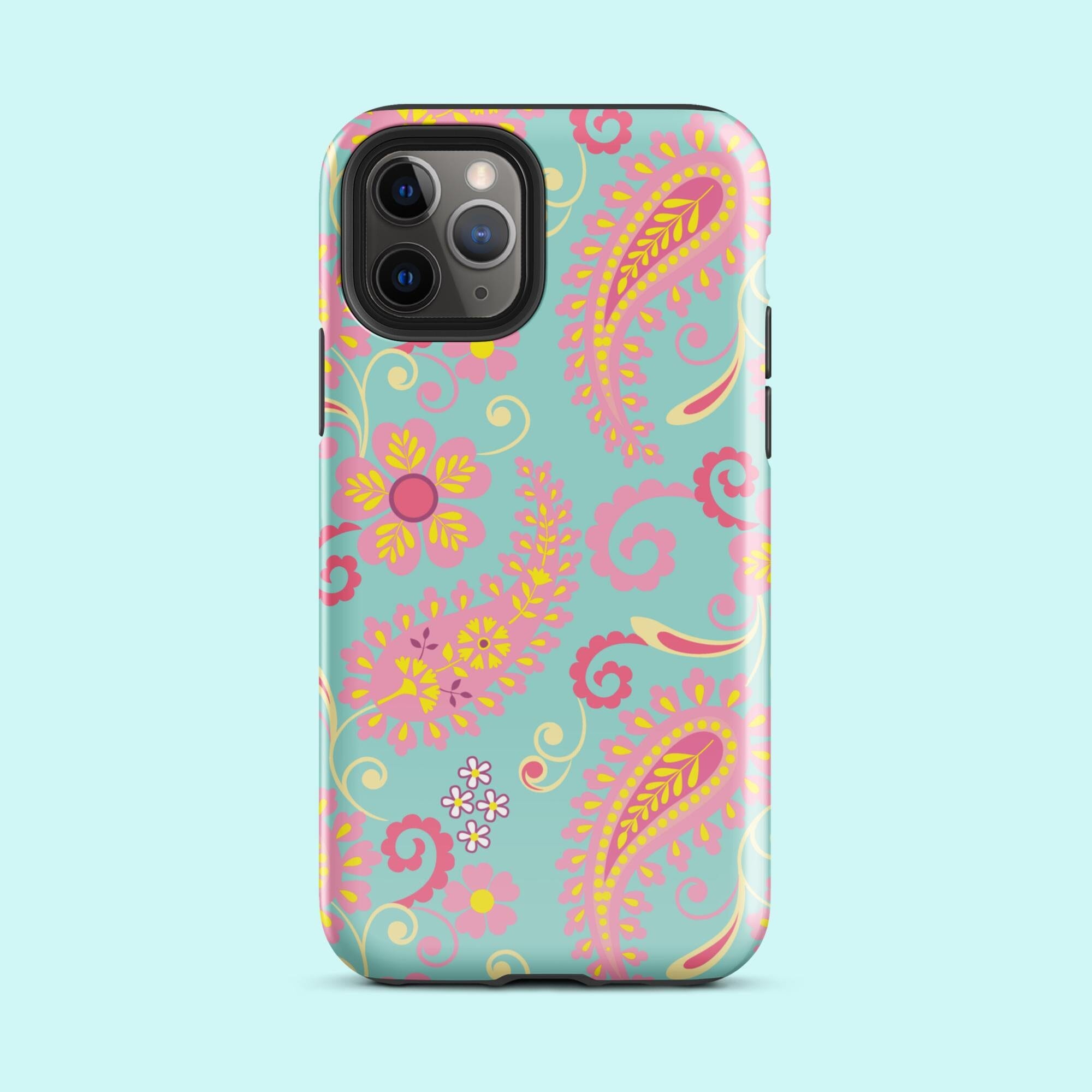 Aqua Paisley Tough Case for iPhone® Knitted Belle Boutique iPhone 11 
