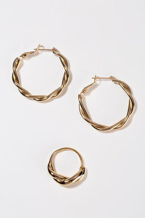 Big sized ripple ring and earring set Lilou 