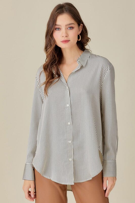 COLLAR STRIPED SHIRT Mustard Seed OFF WHITE S 