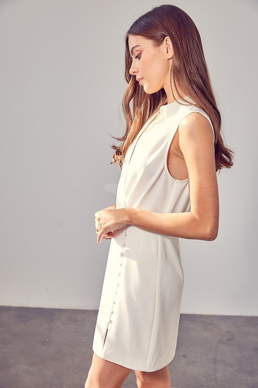 COLLARED SIDE BUTTON DRESS Do + Be Collection OFF WHITE L 