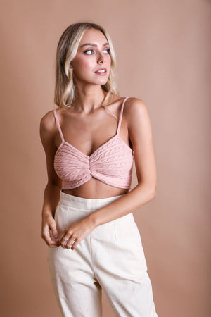 Cozy Knit Pattern Brami Bralette Leto Collection XS/S Blush 