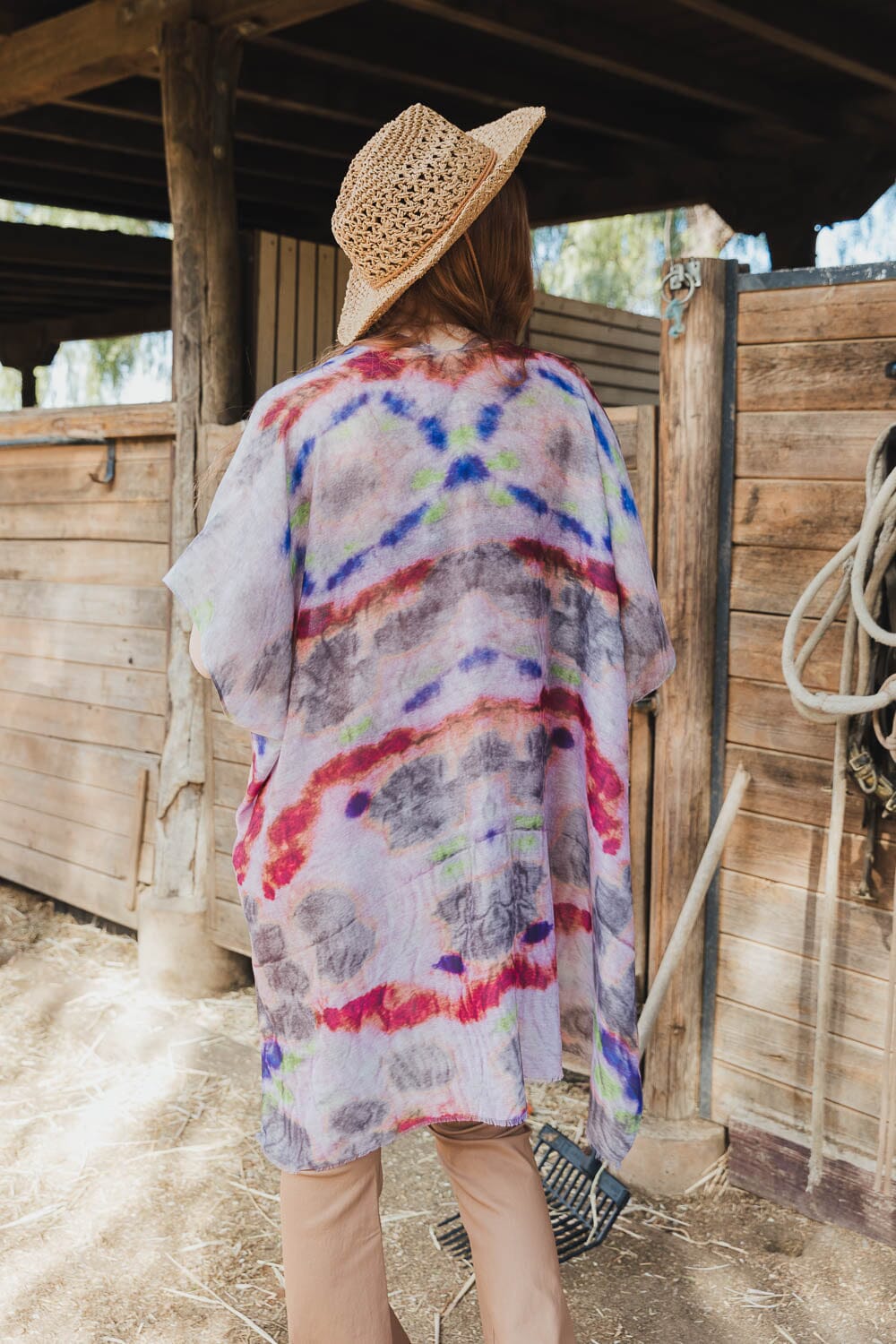 Daydream Tie Dye Cover Up Kimono Leto Collection One Size Brown 