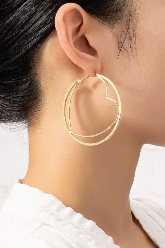 Heart hoop inside a circle hoop earrings LA3accessories Gold one size 