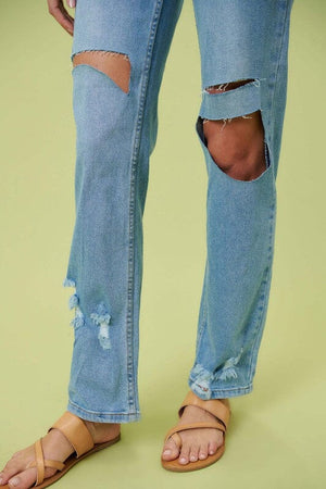 High Rise Distressed Wide Leg Jeans Vibrant M.i.U 