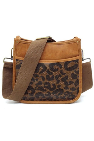 Leopard Colorblock Hobo Crossbody Bag Fashion World Tan one 