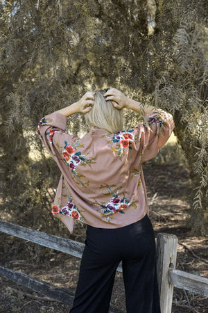 Lush Rose Kimono Leto Accessories Mocha One Size 