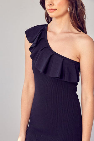 ONE SHOULDER RUFFLE DRESS Do + Be Collection 
