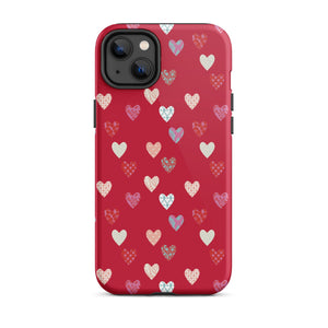 Red Sweethearts iPhone Case - KBB Exclusive Knitted Belle Boutique iPhone 14 Plus 