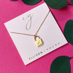 Scripted Notes Locket Initial Necklace Ellison+Young 