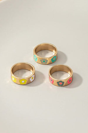 Set of three ring bands with flowers LA3accessories 