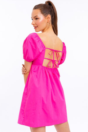 Short Sleeve Back Tie Babydoll Dress - Multiple Colors LE LIS 