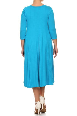 Solid, 3/4 sleeve midi dress Moa Collection 