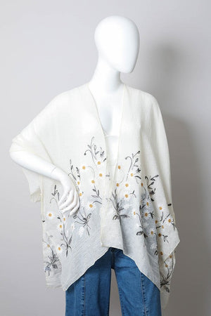 Spring Daisy Woven Kimono Leto Accessories Ivory Default 