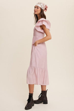 Square Neck Ruffled Short Sleeve Maxi Dress Listicle 